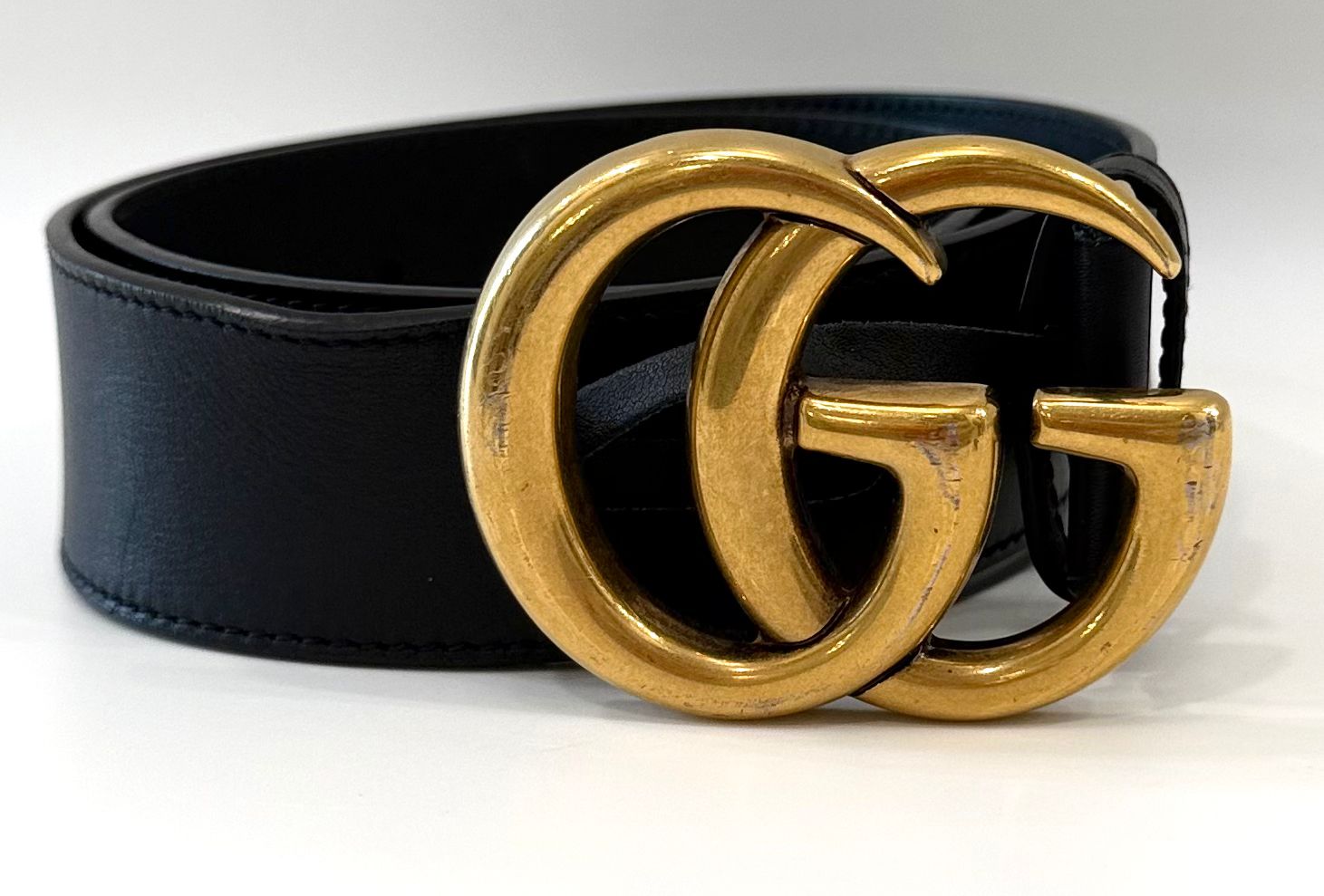 GUCCI GG MARMONT DOUBLE G CALFSKIN LEATHER BELT