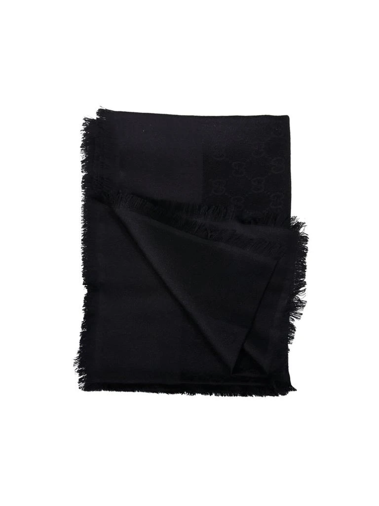 GUCCI GG MONOGRAM FRINGED JACQUARD SHAWL