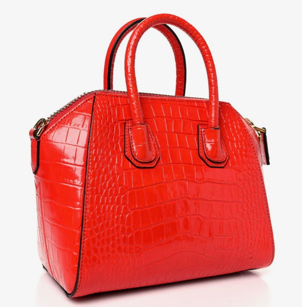 GIVENCHY CROC-EMBOSSED CALFSKIN MINI ANTIGONA BAG