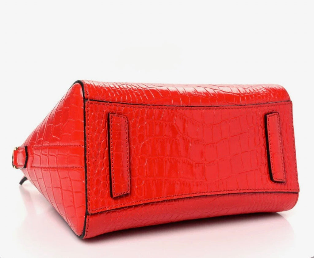 GIVENCHY CROC-EMBOSSED CALFSKIN MINI ANTIGONA BAG