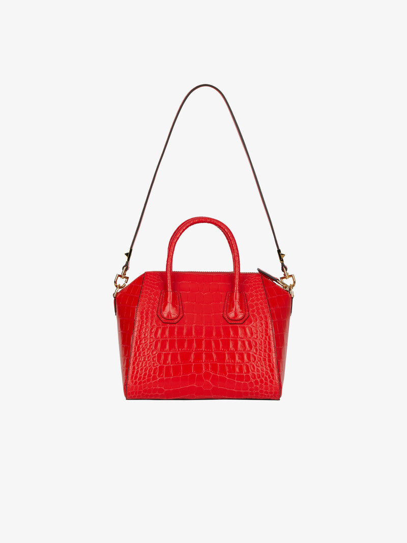 GIVENCHY CROC-EMBOSSED CALFSKIN MINI ANTIGONA BAG