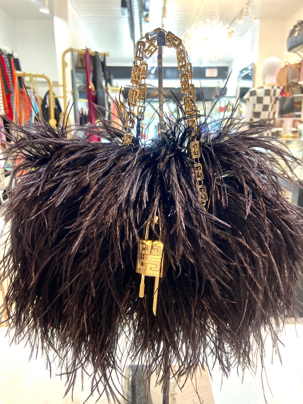GIVENCHY KENNY SILK OSTRICH FEATHERS MULTICARRY MINI BAG