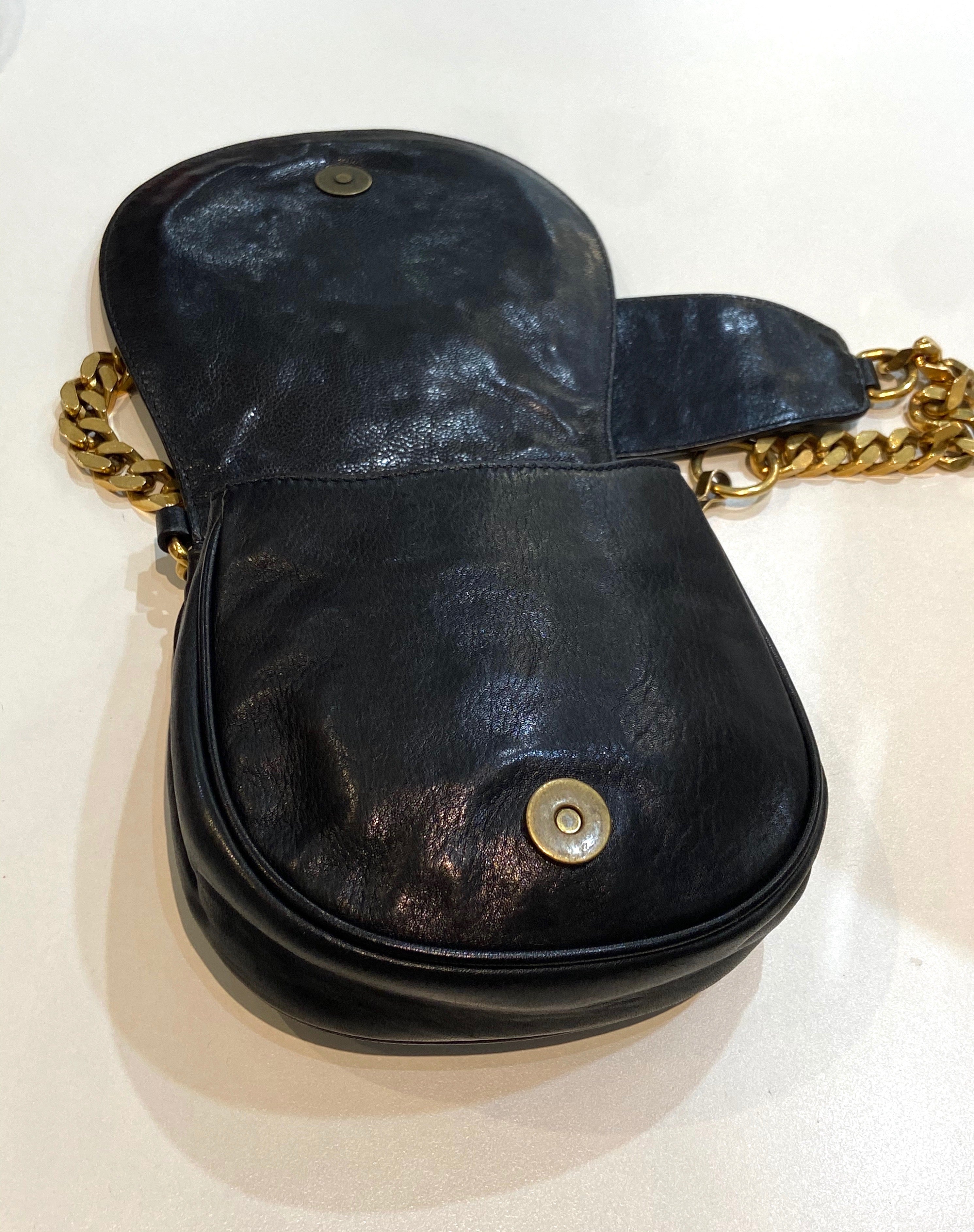 GIVENCHY CALFSKIN LEATHER STAR STUDS MINI CHAIN SADDLE BAG