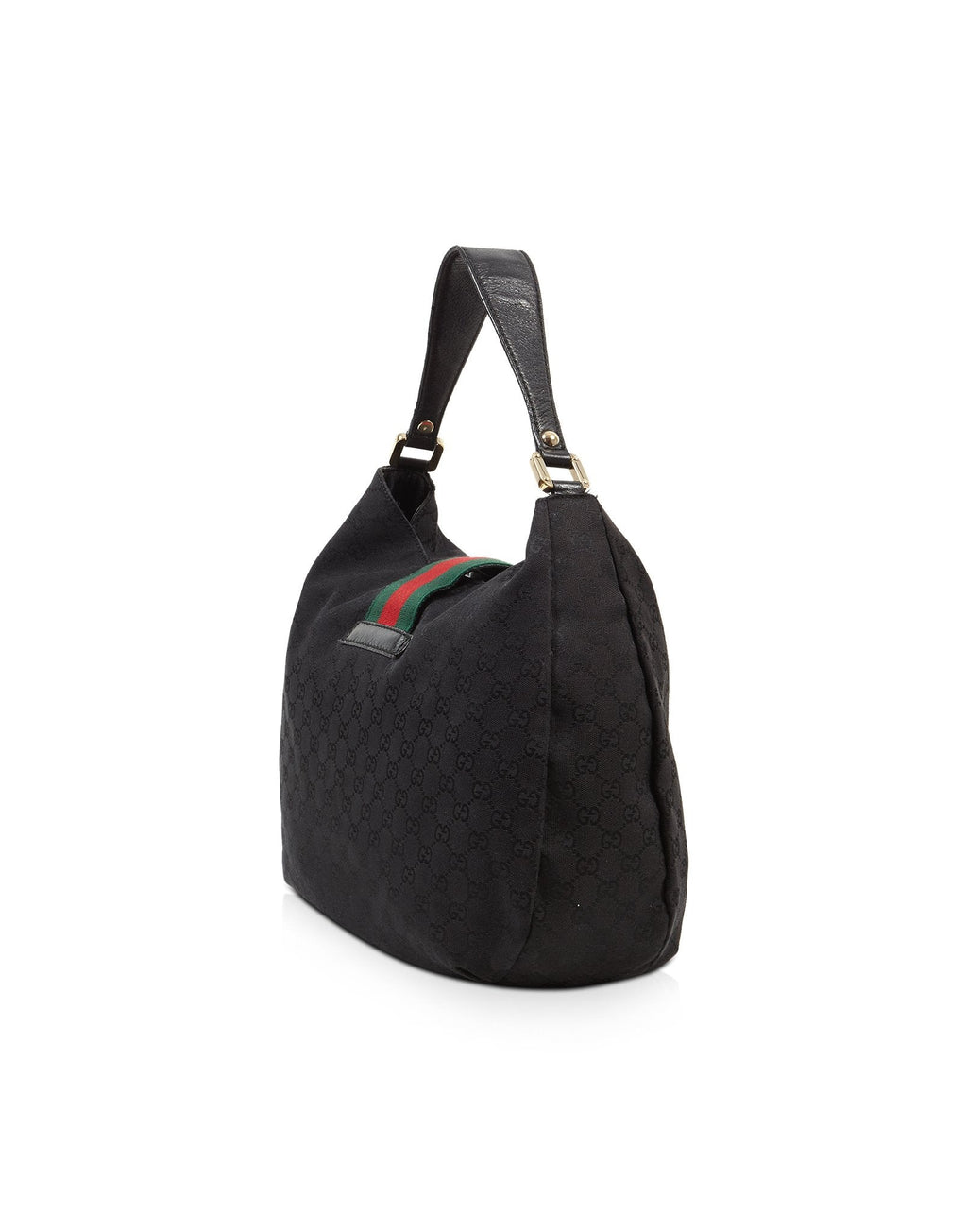 GUCCI GG MONOGRAM CANVAS AND LEATHER WEB HOBO BAG