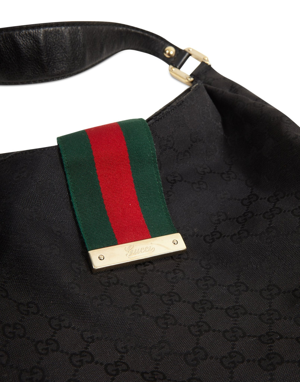 GUCCI GG MONOGRAM CANVAS AND LEATHER WEB HOBO BAG