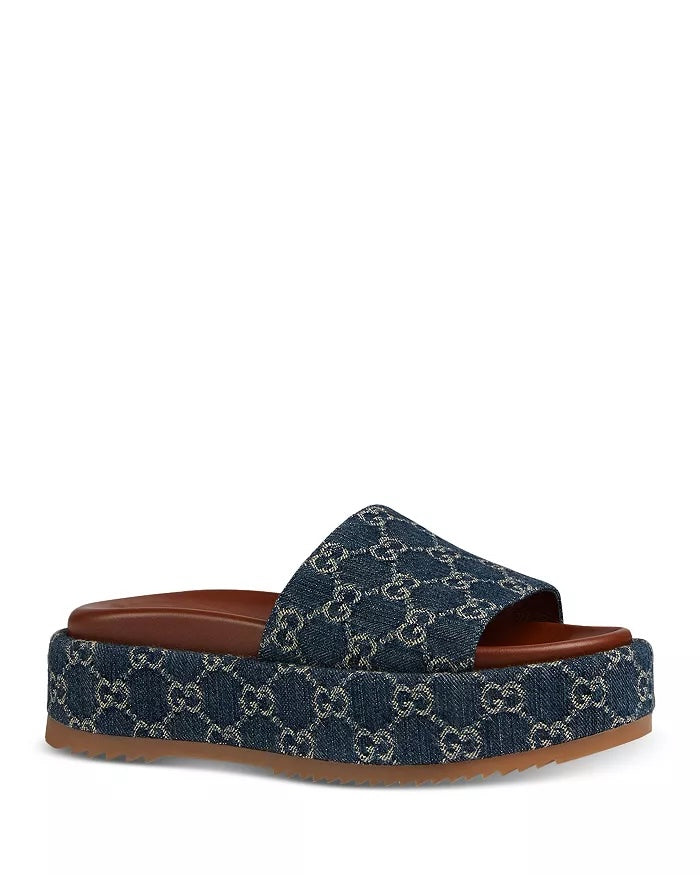 GUCCI GG MONOGRAM ANGELINA PLATFORM SLIDES