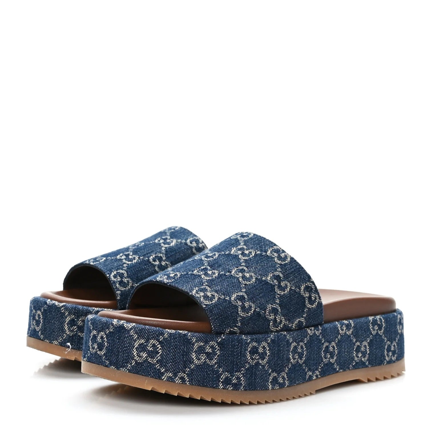 GUCCI GG MONOGRAM ANGELINA PLATFORM SLIDES