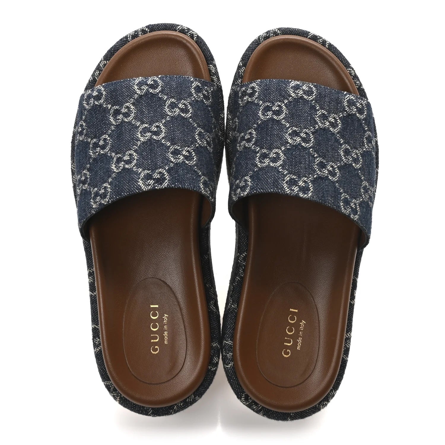 GUCCI GG MONOGRAM ANGELINA PLATFORM SLIDES