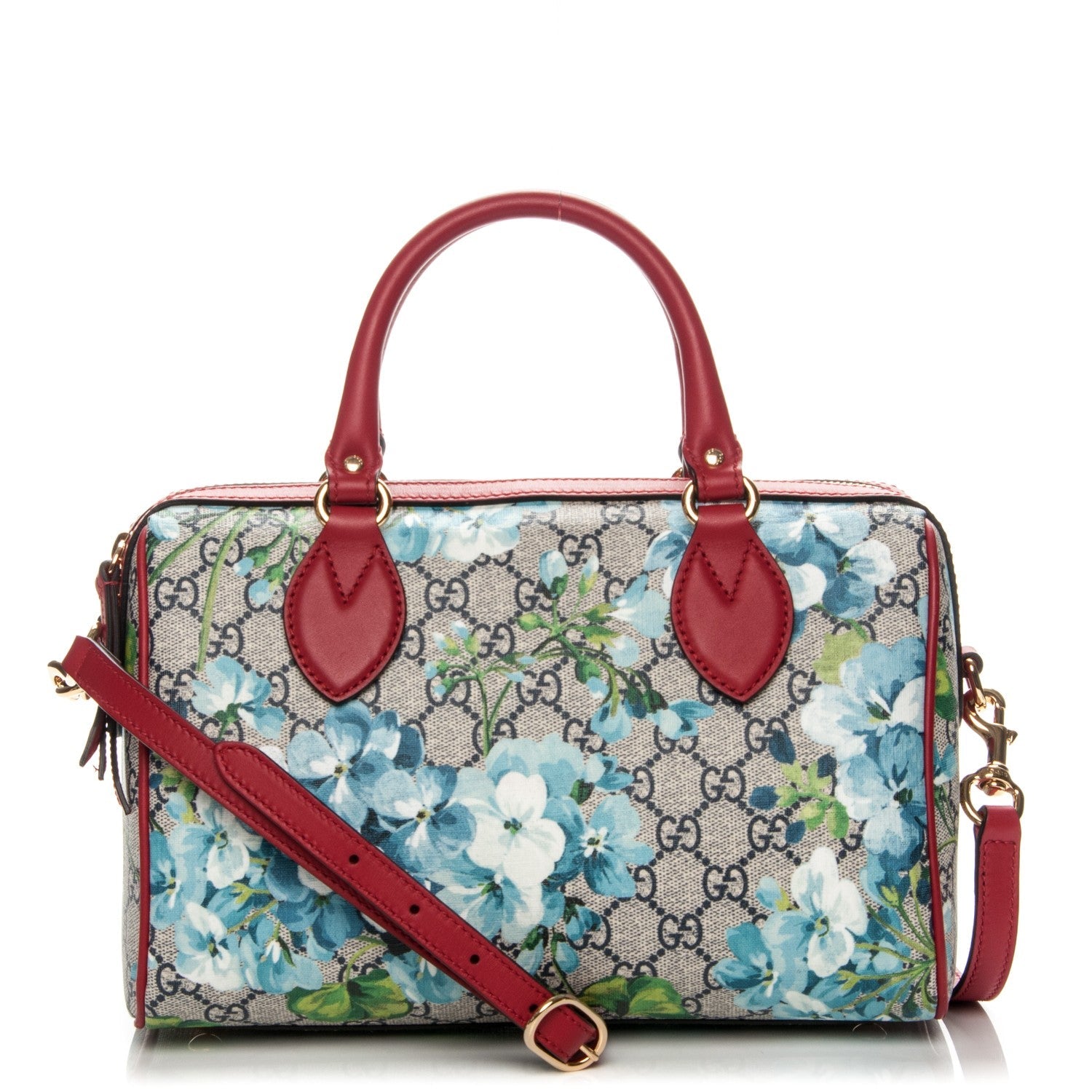 GUCCI GG SUPREME MONOGRAM BLOOMS SMALL BOSTON BAG