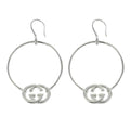 GUCCI STERLING SILVER BRITT HOOP DROP EARRINGS