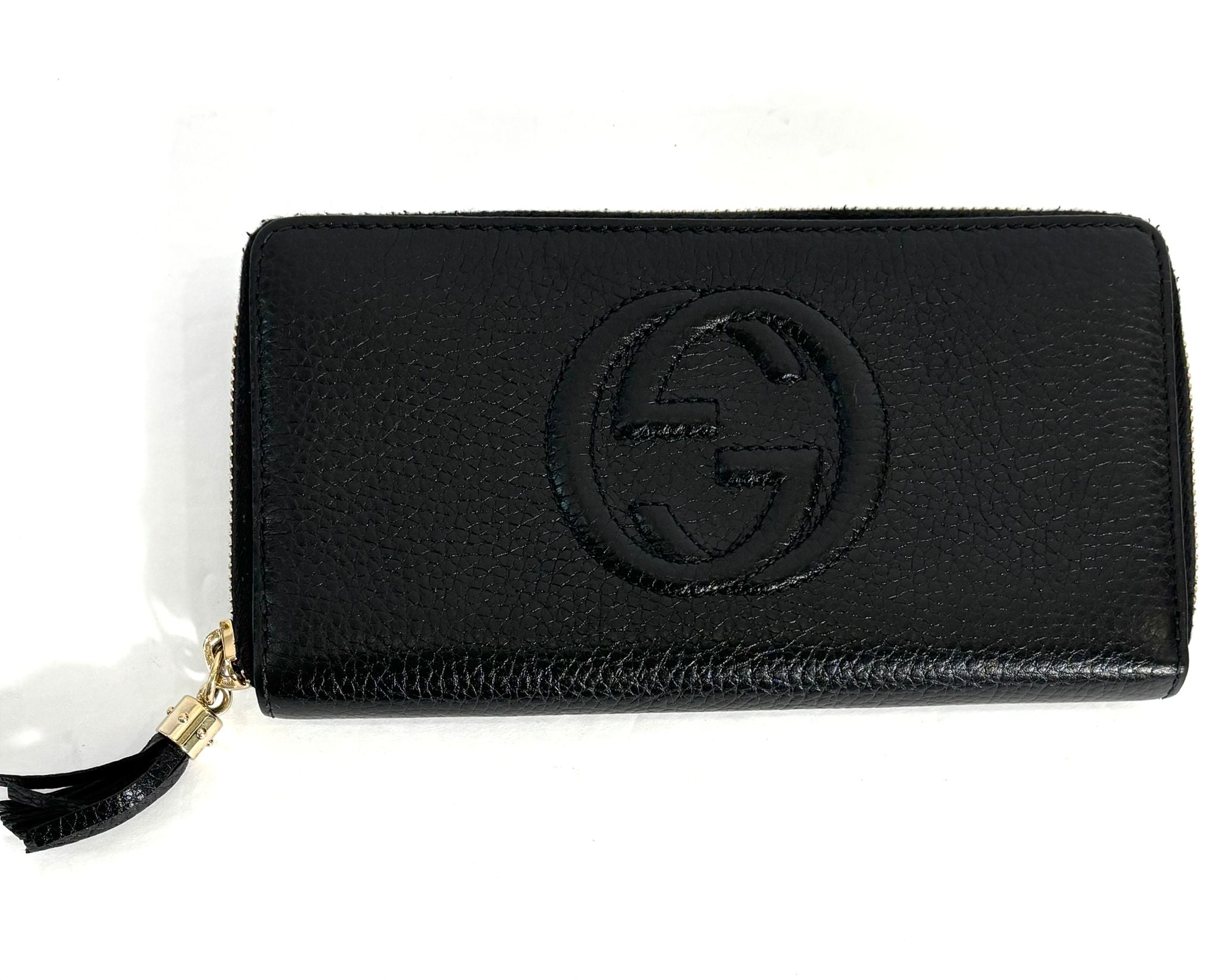 GUCCI GRAINED CALFSKIN LEATHER SOHO ZIPPY WALLET