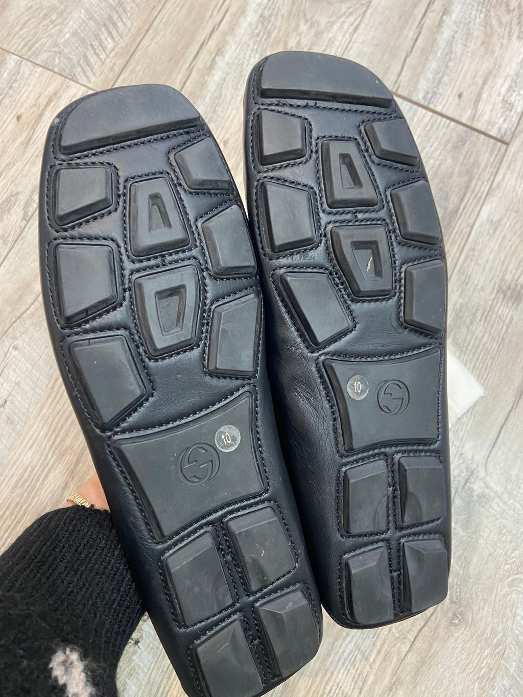 GUCCI GG WEB CALFSKIN LEATHER DRIVER LOAFERS