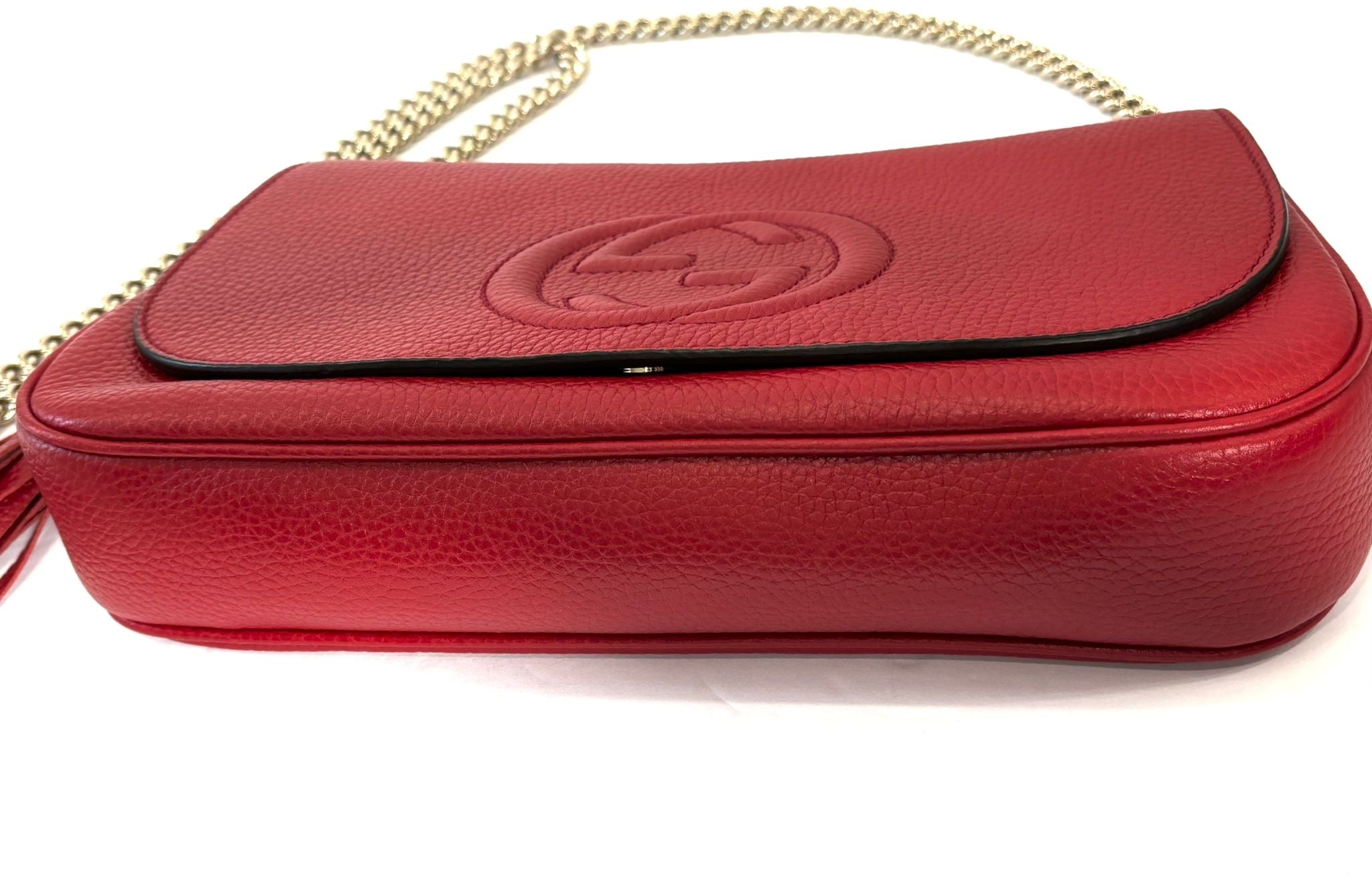 GUCCI PEBBLED CALFSKIN LEATHER MEDIUM SOHO CHAIN BAG