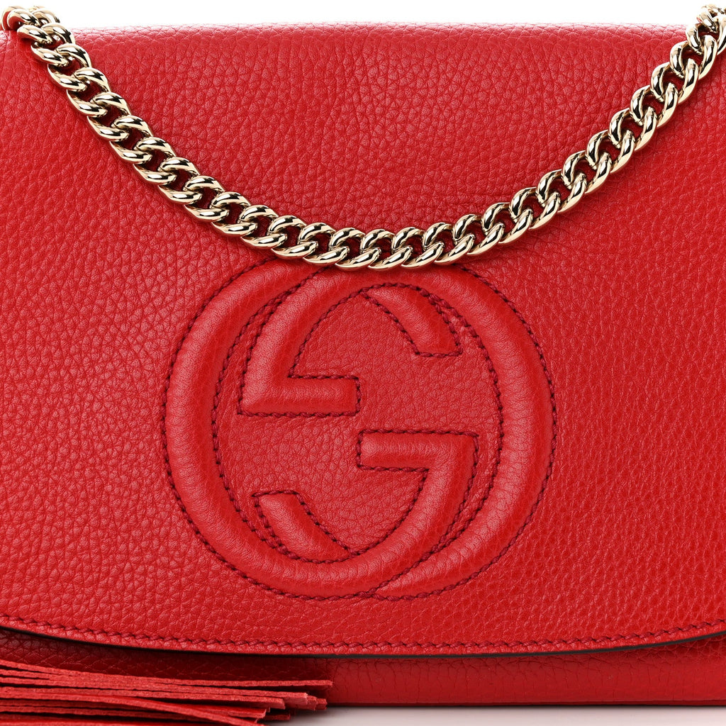 GUCCI PEBBLED CALFSKIN LEATHER MEDIUM SOHO CHAIN BAG