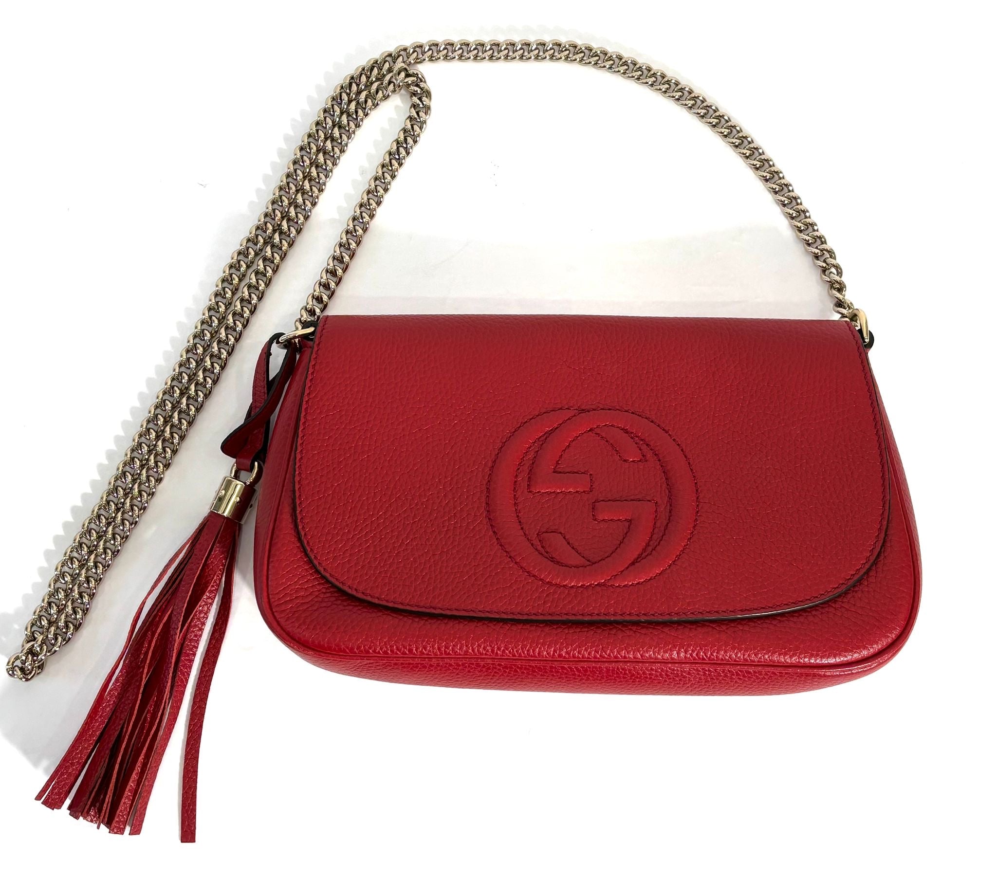 GUCCI PEBBLED CALFSKIN LEATHER MEDIUM SOHO CHAIN BAG