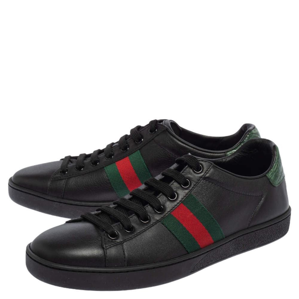 GUCCI ACE CALFSKIN LEATHER WEB SNEAKERS