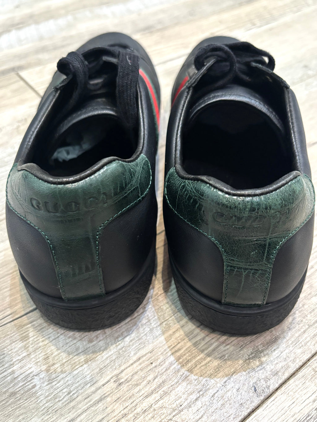GUCCI ACE CALFSKIN LEATHER WEB SNEAKERS