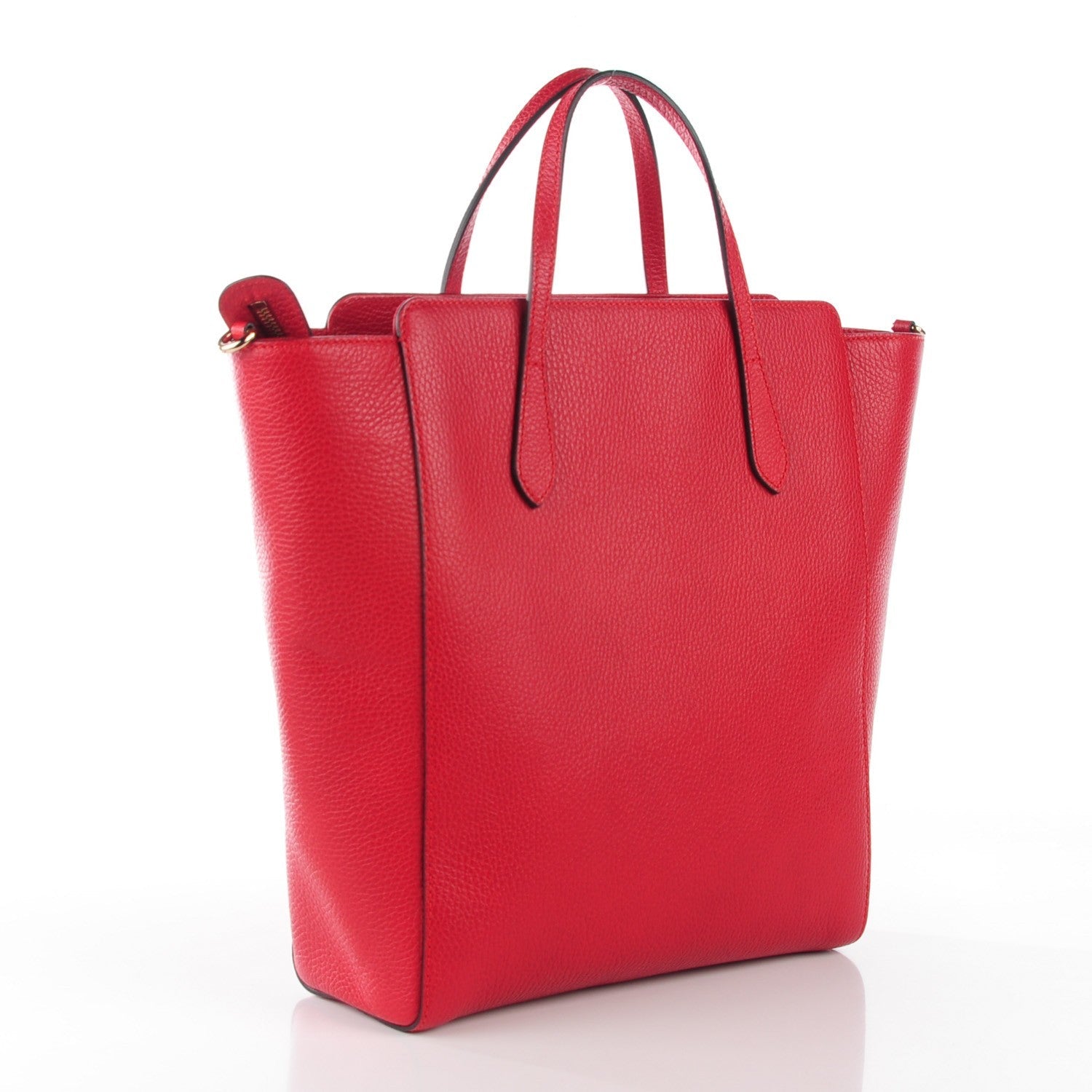 GUCCI PEBBLED CALFSKIN LEATHER MEDIUM TOP HANDLE TOTE BAG