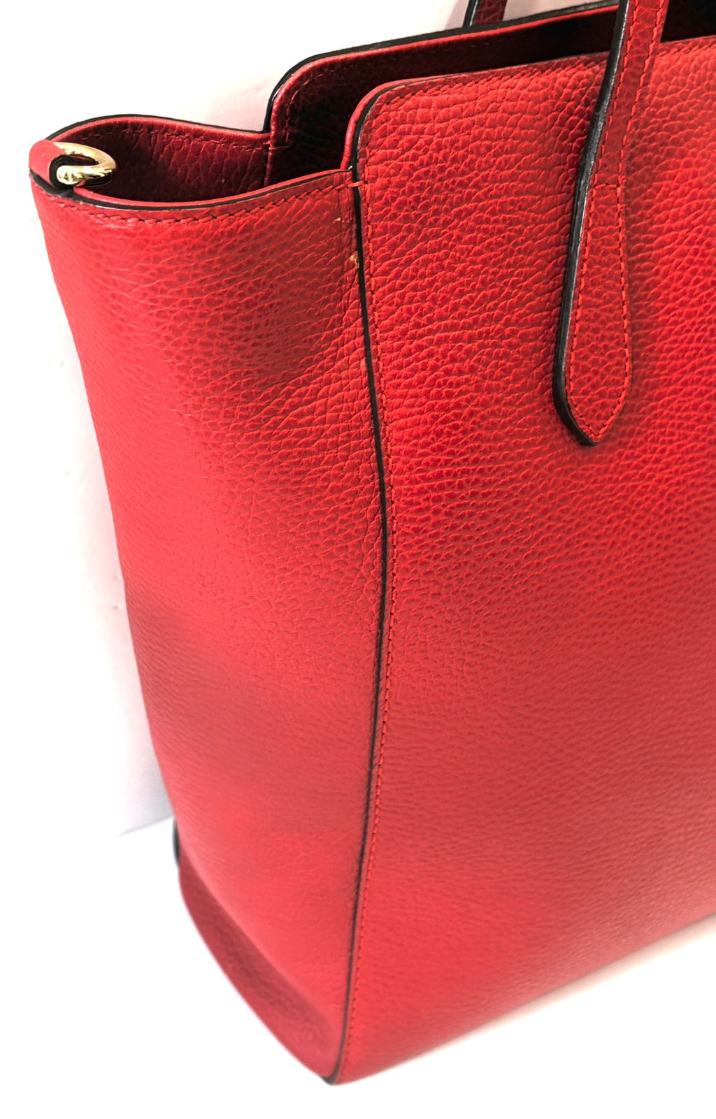 GUCCI PEBBLED CALFSKIN LEATHER MEDIUM TOP HANDLE TOTE BAG