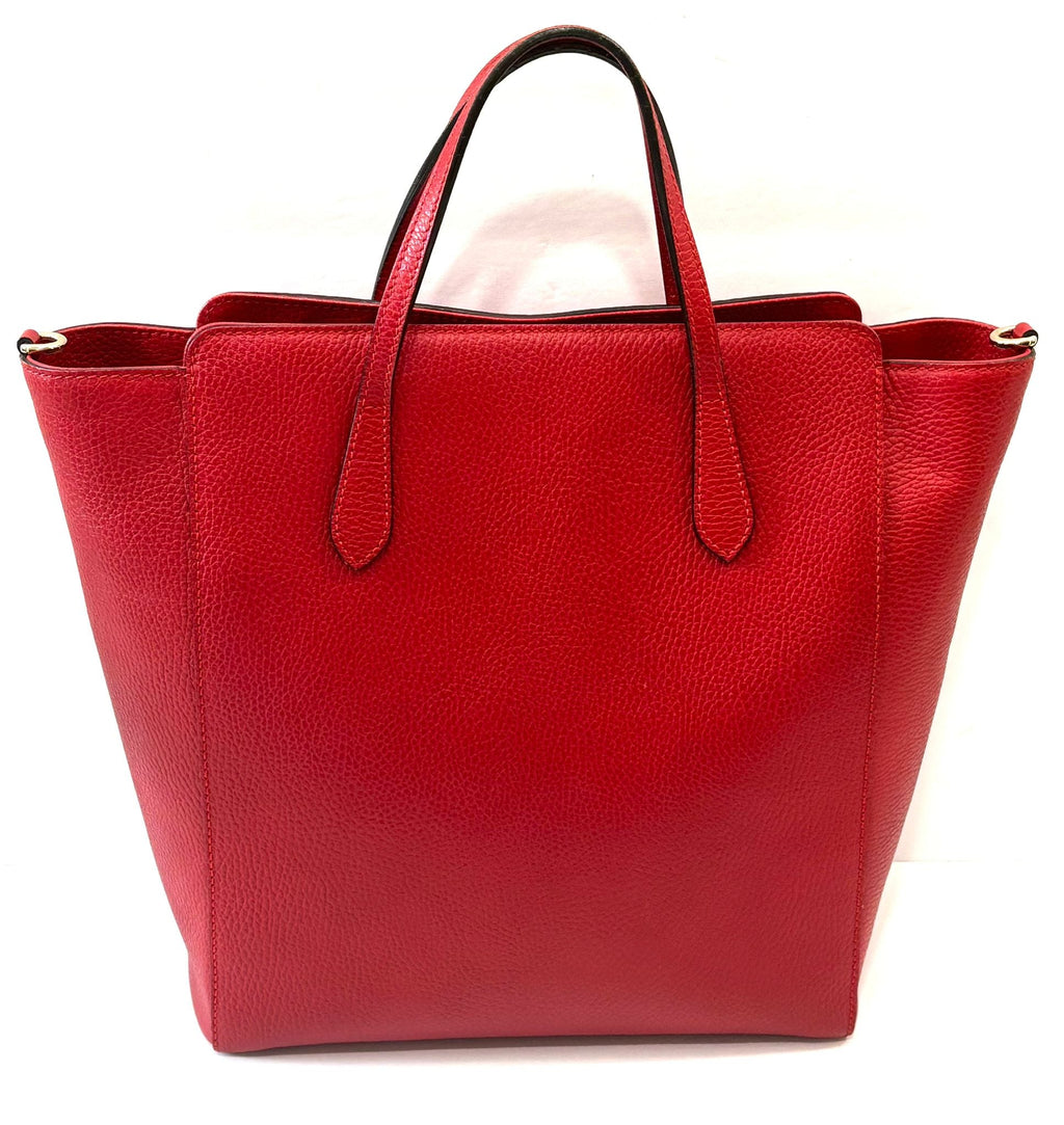 GUCCI PEBBLED CALFSKIN LEATHER MEDIUM TOP HANDLE TOTE BAG