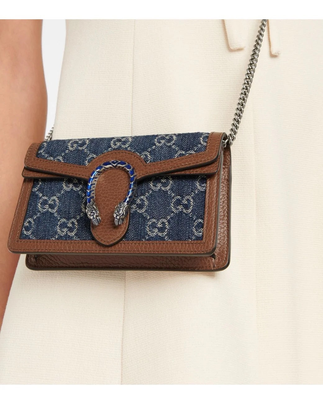 GUCCI DENIM GG SUPER MINI DIONYSUS SHOULDER BAG