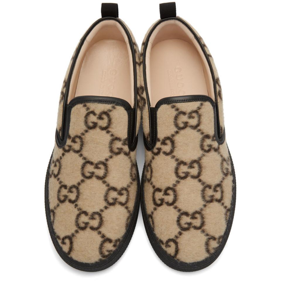 GUCCI GG WOOL DUBLIN SLIP-ON MEN'S SNAKERS