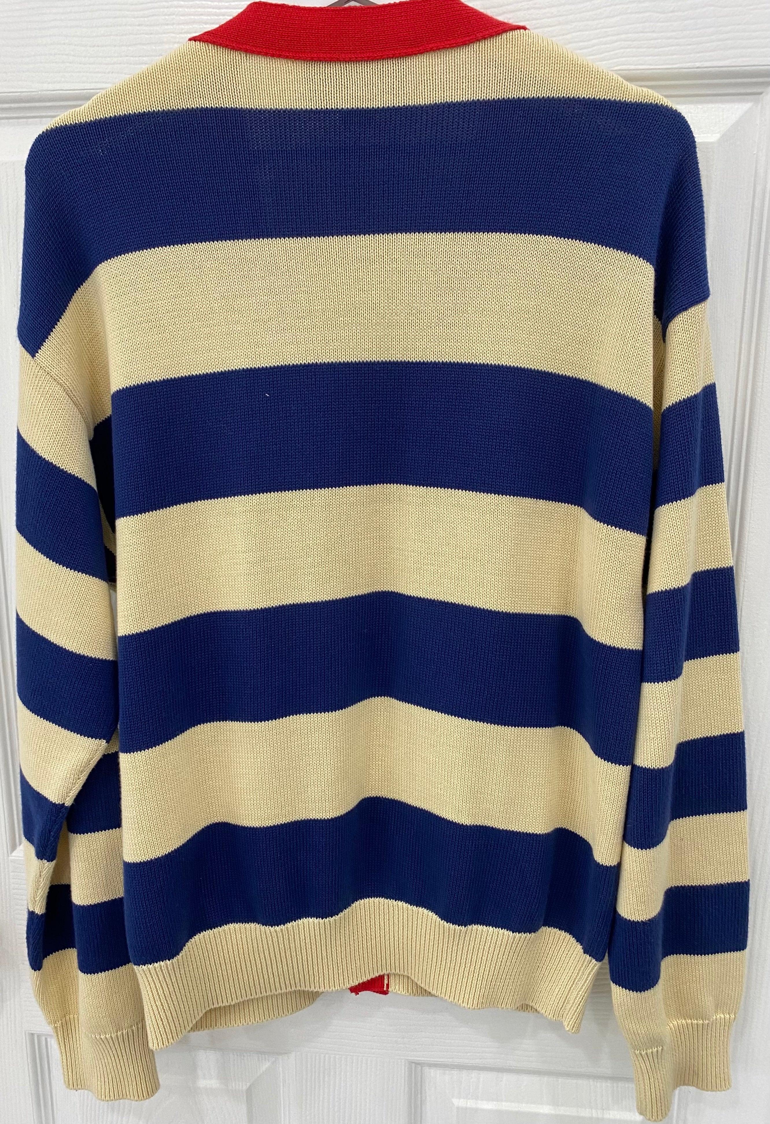 GUCCI EMBROIDERED STRIPED KNIT CARDIGAN