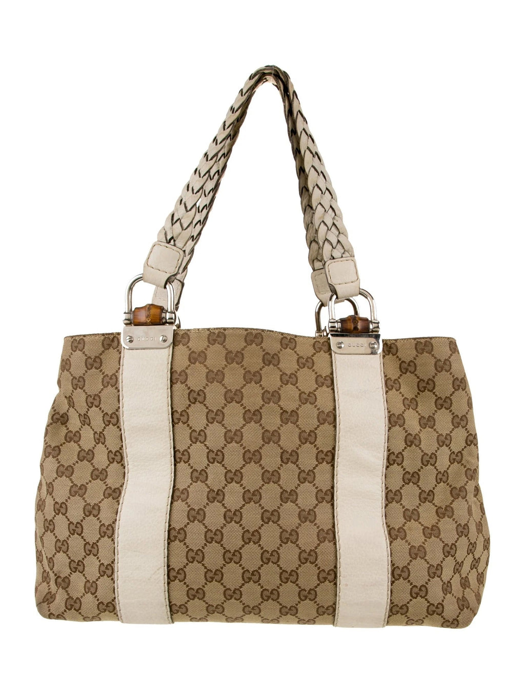 GUCCI MEDIUM GG CANVAS BAMBOO LIBECCIO TOTE BAG
