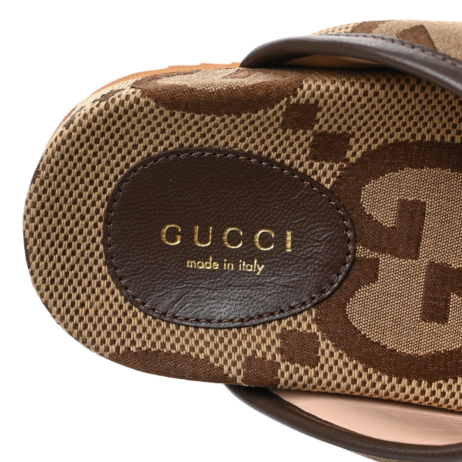 GUCCI GG JUMBO NAPPA CANVAS PLATFORM SLIDE SANDALS