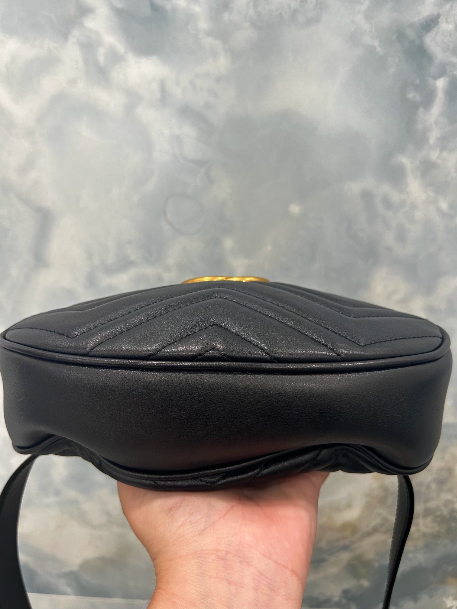 GUCCI GG MARMONT CALFSKIN LEATHER MATELASSE BELT BAG