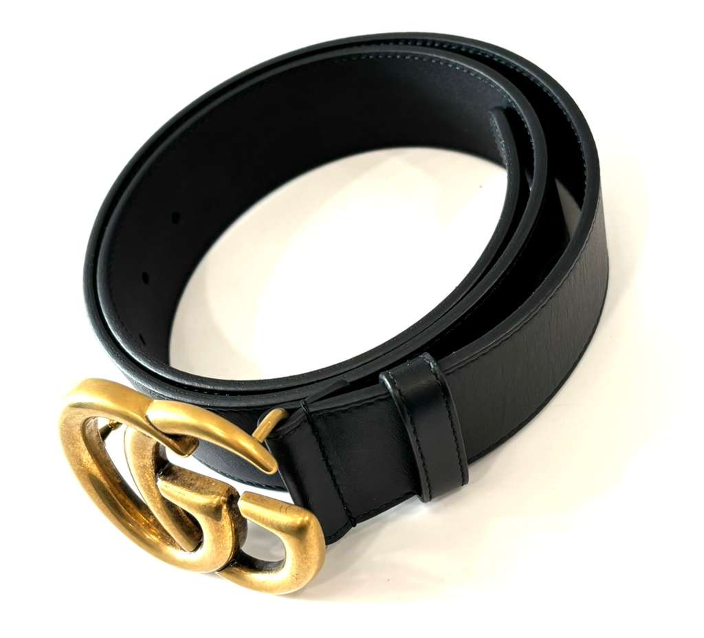 GUCCI GG MARMONT WIDE TEXTURED CALFSKIN LEATHER BELT