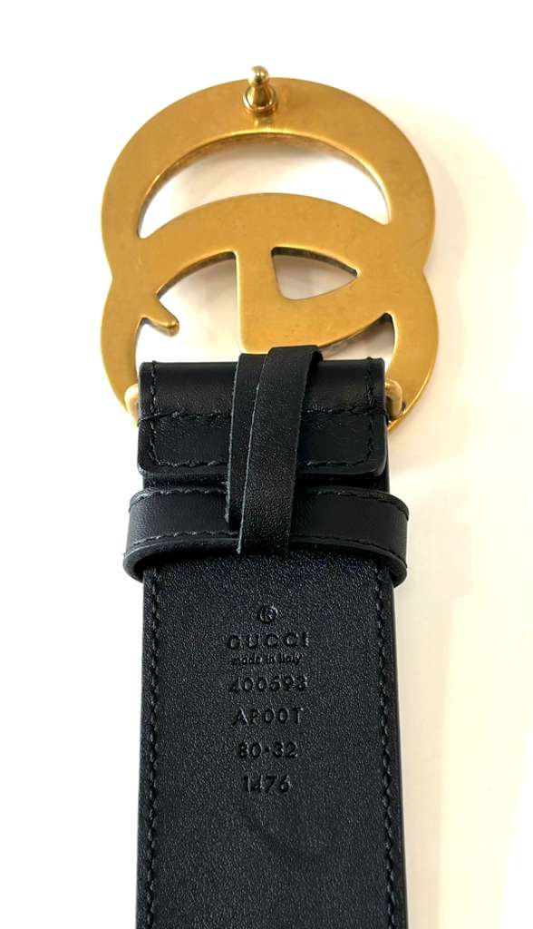 GUCCI GG MARMONT WIDE TEXTURED CALFSKIN LEATHER BELT
