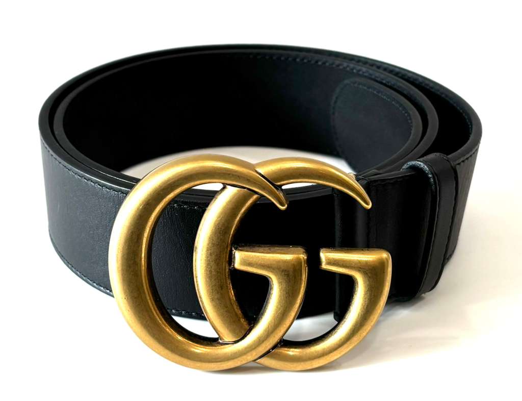 GUCCI GG MARMONT WIDE TEXTURED CALFSKIN LEATHER BELT