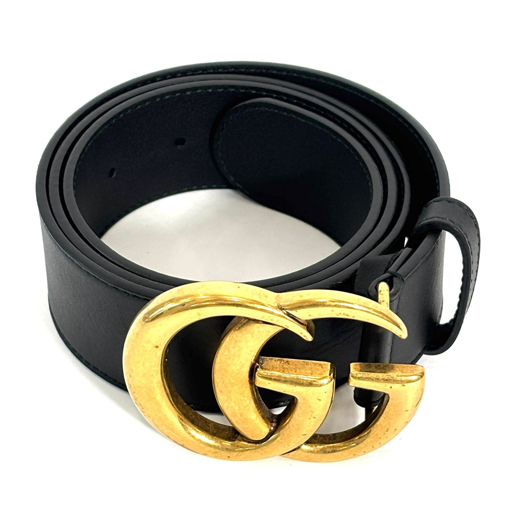 GUCCI GG MARMONT DOUBLE G CALFSKIN LEATHER BELT