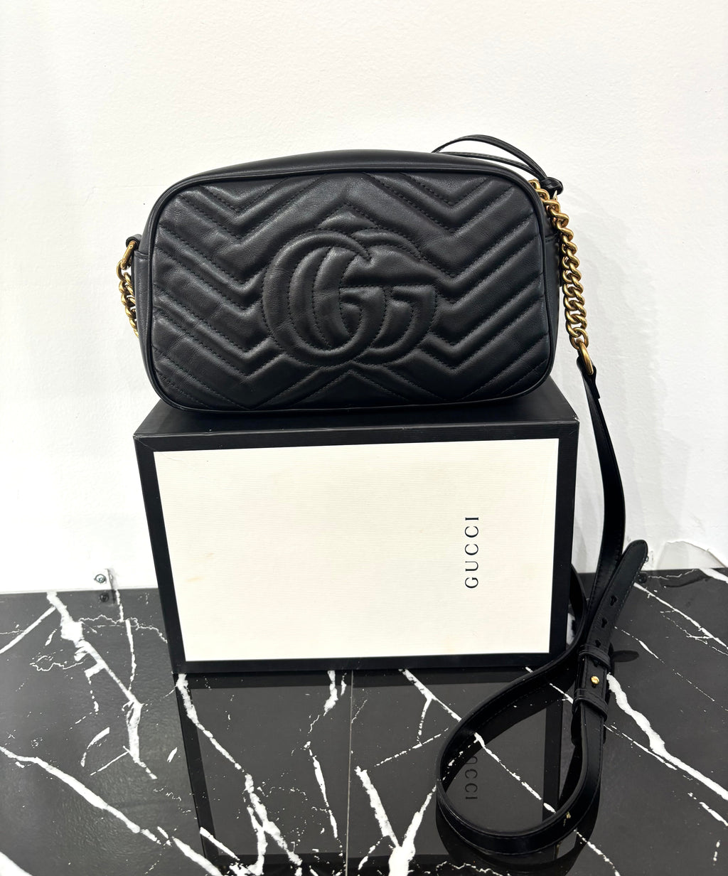 GUCCI GG MARMONT CALFSKIN LEATHER SMALL CROSSBODY BAG