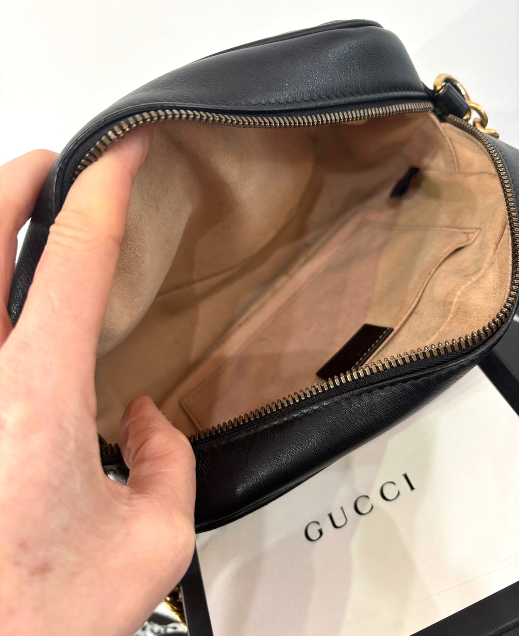 GUCCI GG MARMONT CALFSKIN LEATHER SMALL CROSSBODY BAG