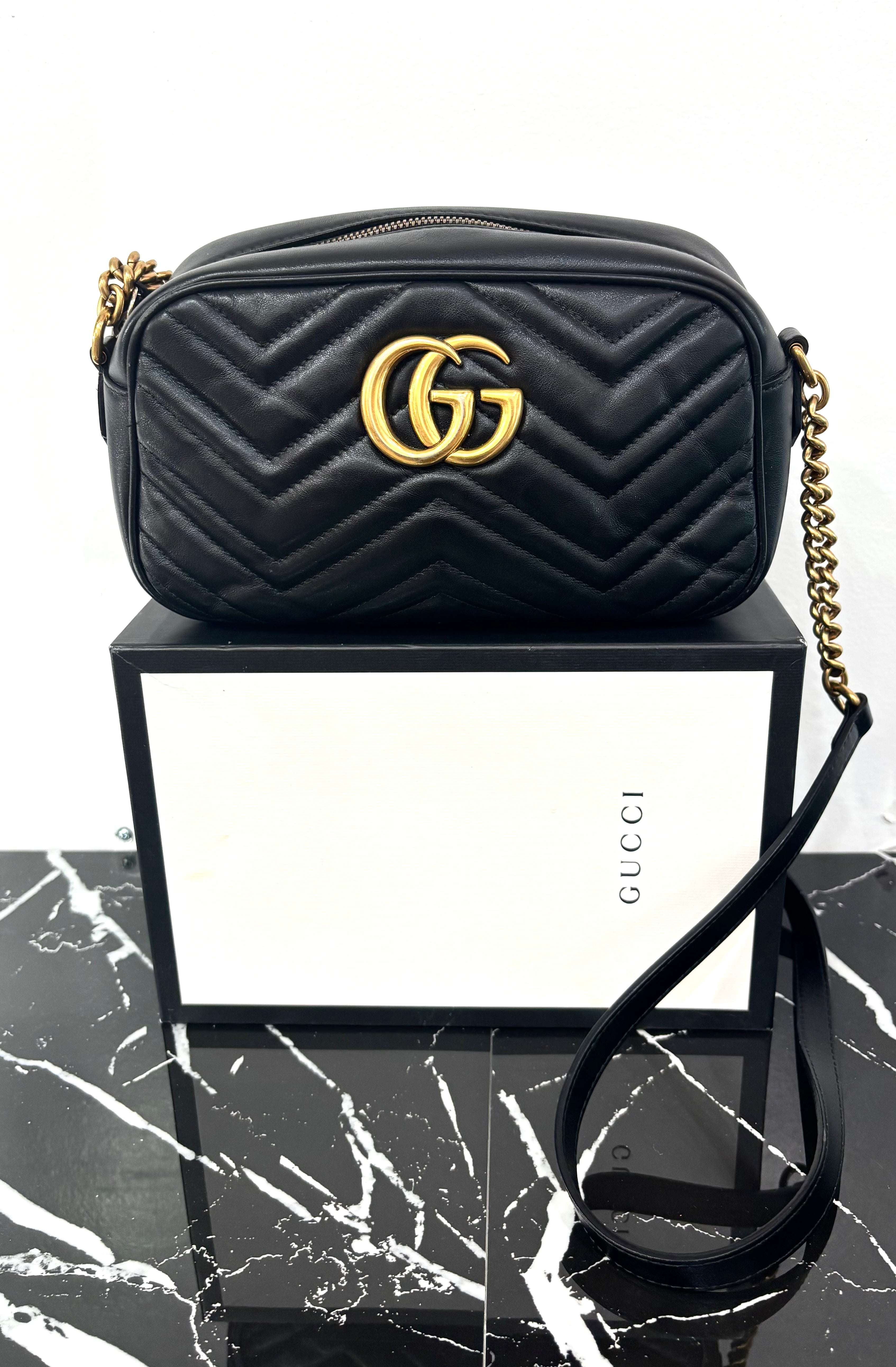 GUCCI GG MARMONT CALFSKIN LEATHER SMALL CROSSBODY BAG