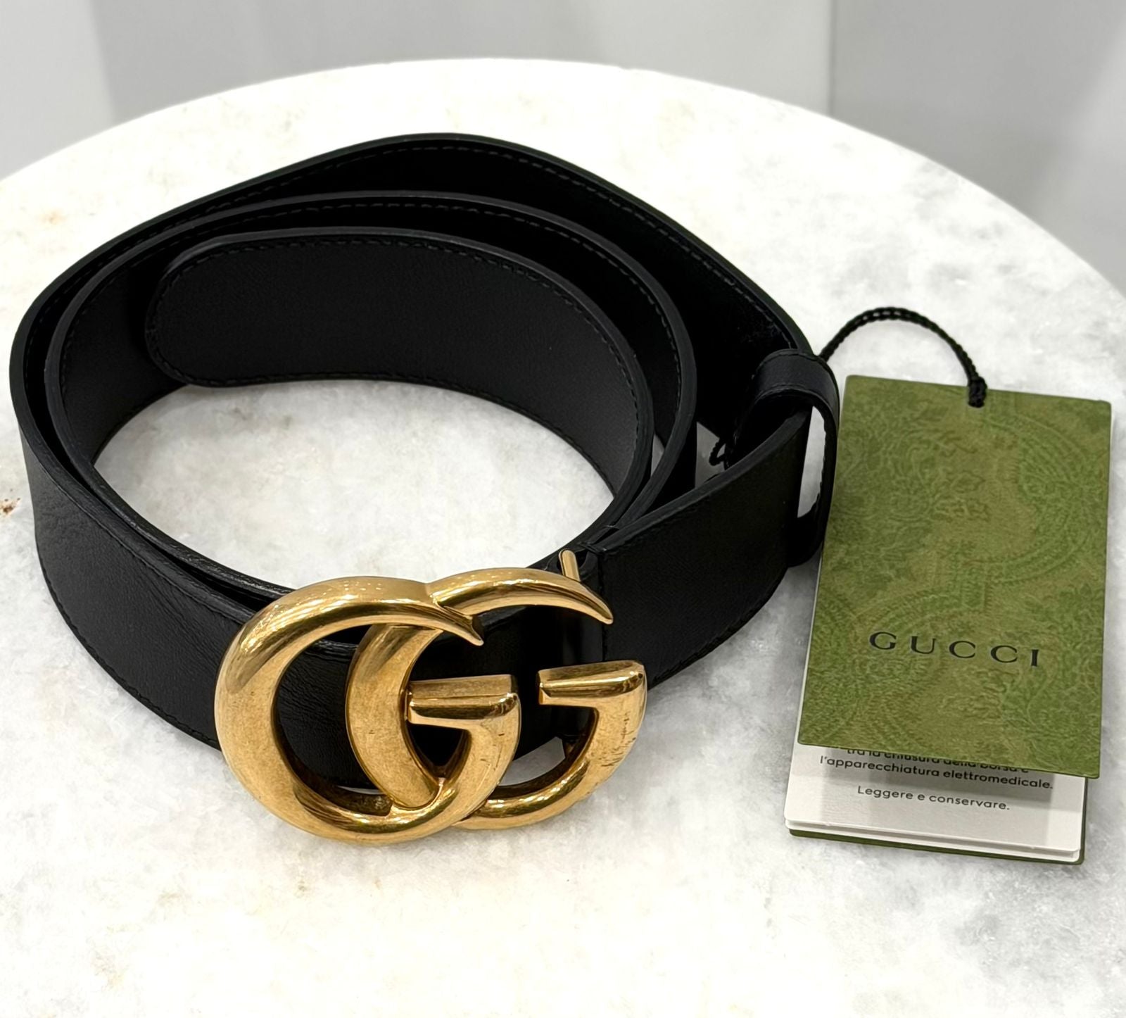 GUCCI GG MARMONT CALFSKIN LEATHER BELT