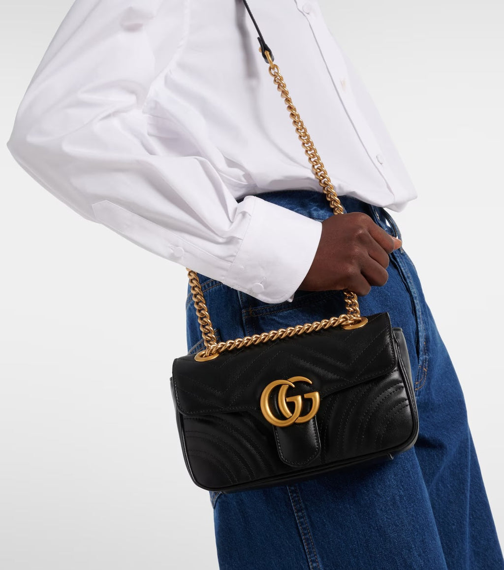 GUCCI GG MARMONT QUILTED CALFSKIN LEATHER SMALL BAG