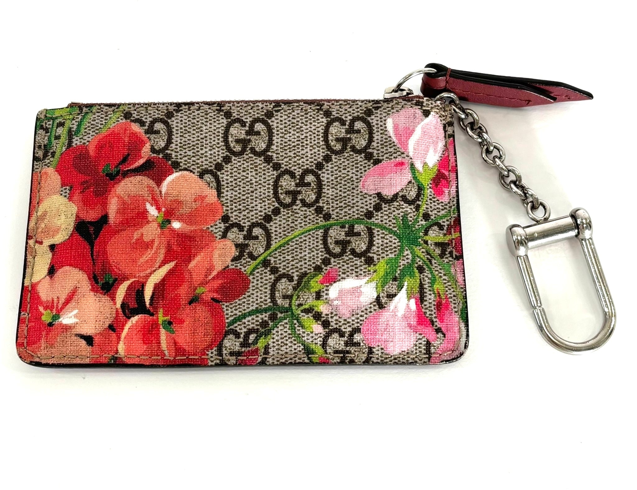 GUCCI GG SUPREME MONOGRAM BLOOMS FLORAL COIN KEY CASE