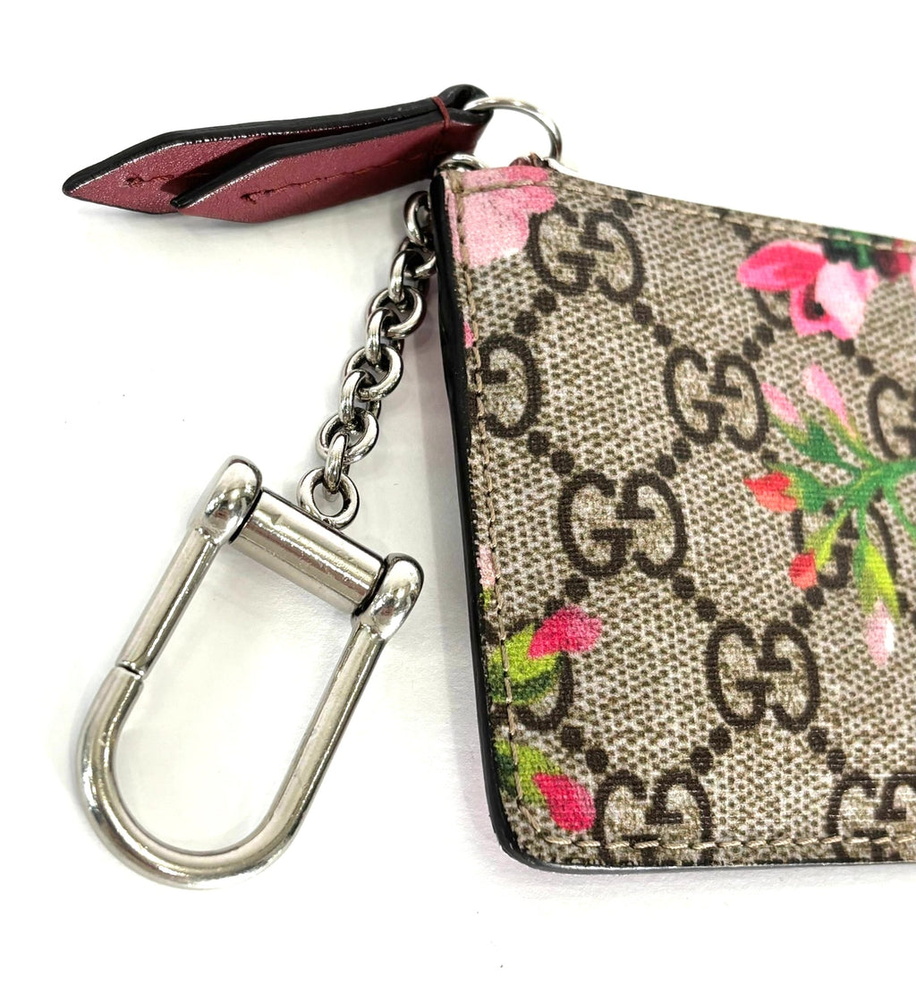 GUCCI GG SUPREME MONOGRAM BLOOMS FLORAL COIN KEY CASE