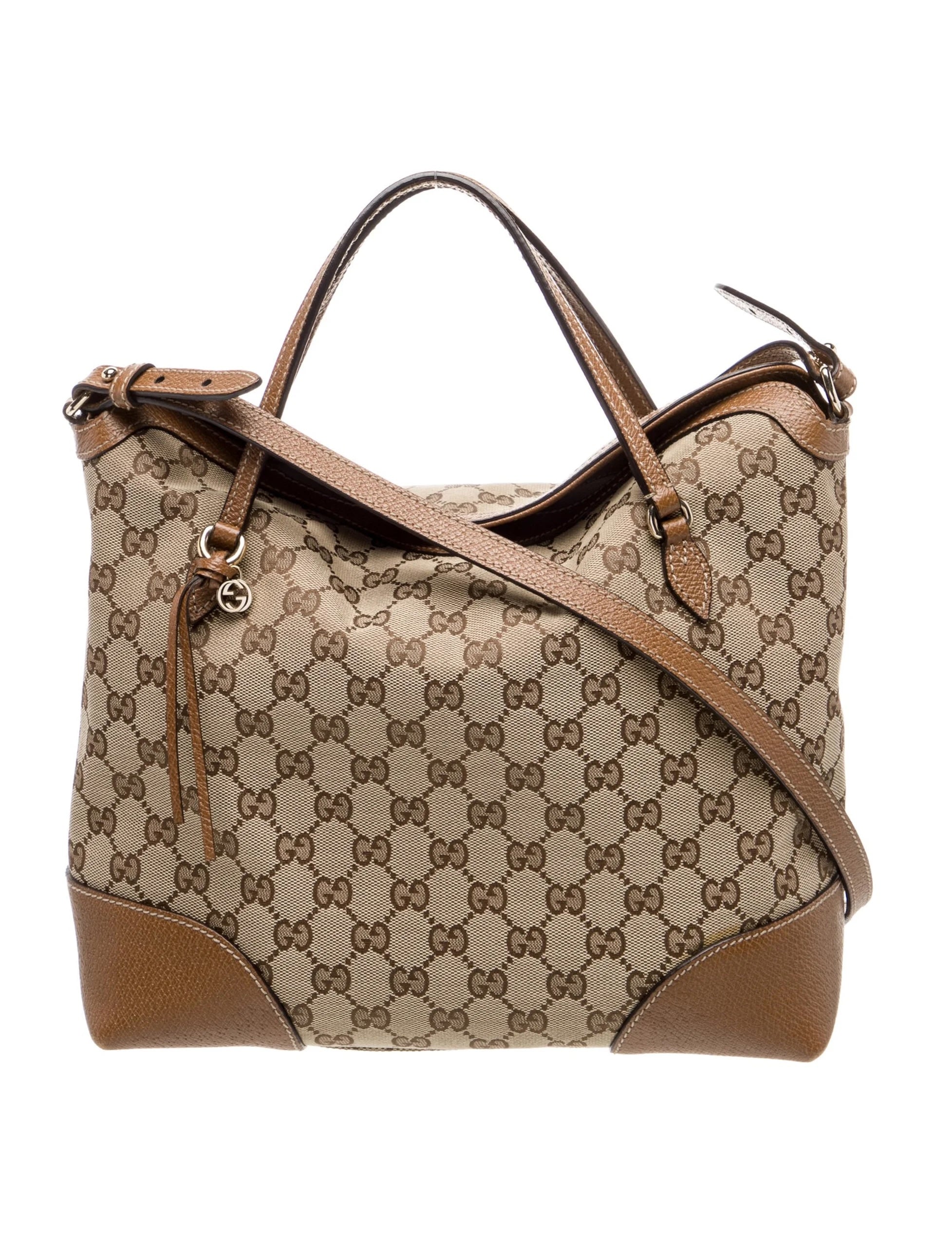 GUCCI GG MONOGRAM CANVAS & CALFSKIN LEATHER BREE SHOULDER BAG