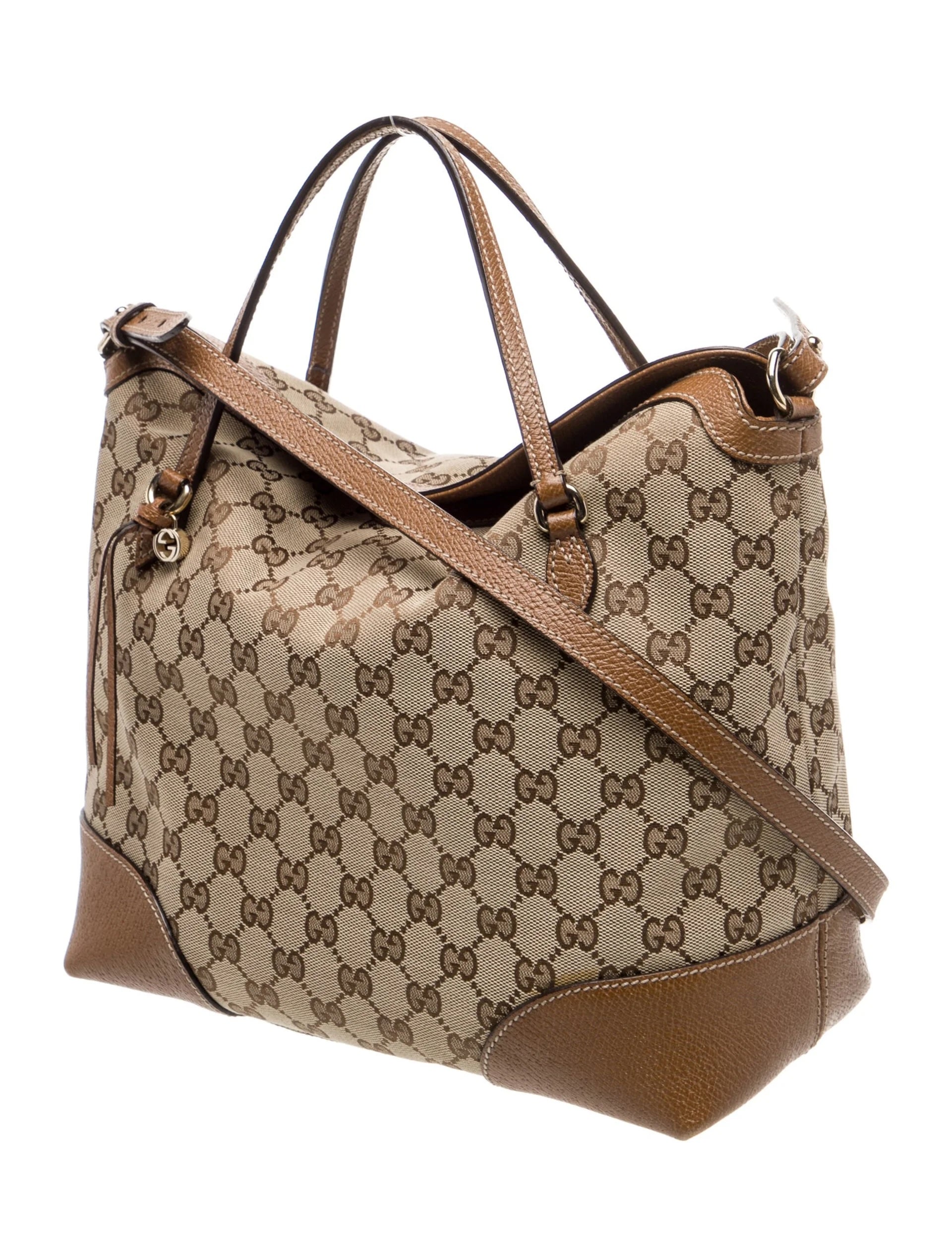 GUCCI GG MONOGRAM CANVAS & CALFSKIN LEATHER BREE SHOULDER BAG