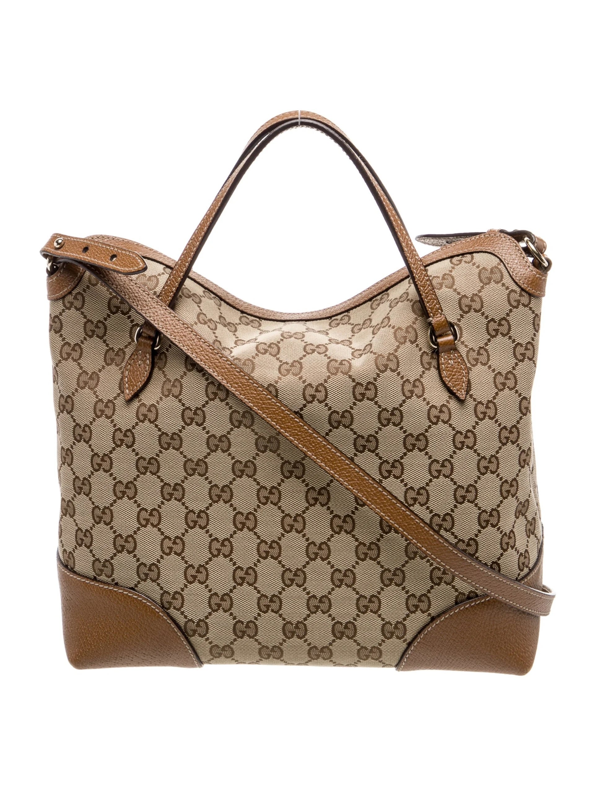 GUCCI GG MONOGRAM CANVAS & CALFSKIN LEATHER BREE SHOULDER BAG