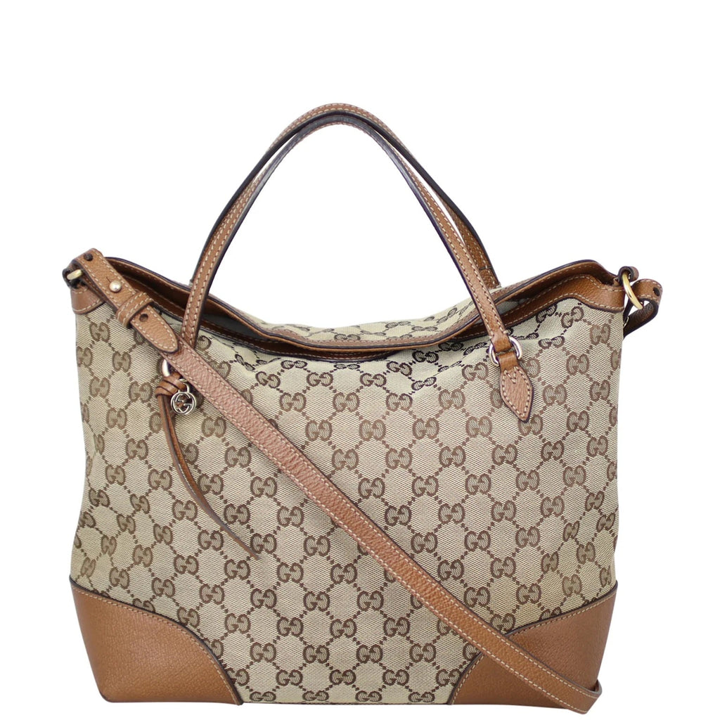 GUCCI GG MONOGRAM CANVAS & CALFSKIN LEATHER BREE SHOULDER BAG