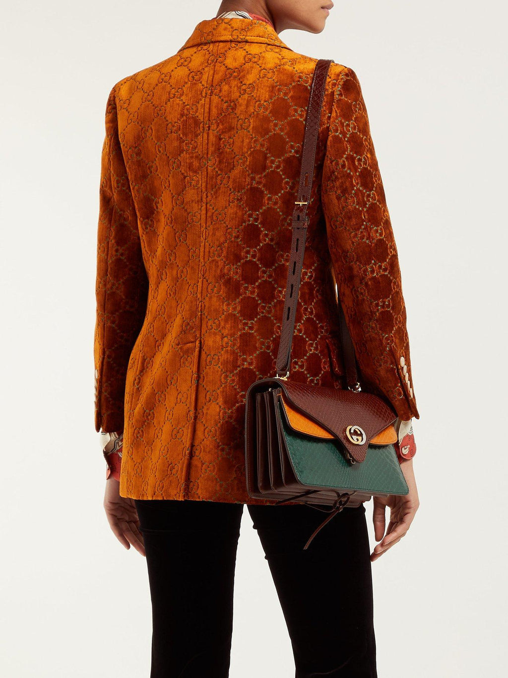 GUCCI GG PYTHON TRICOLOR ACCORDION SHOULDER BAG-HS