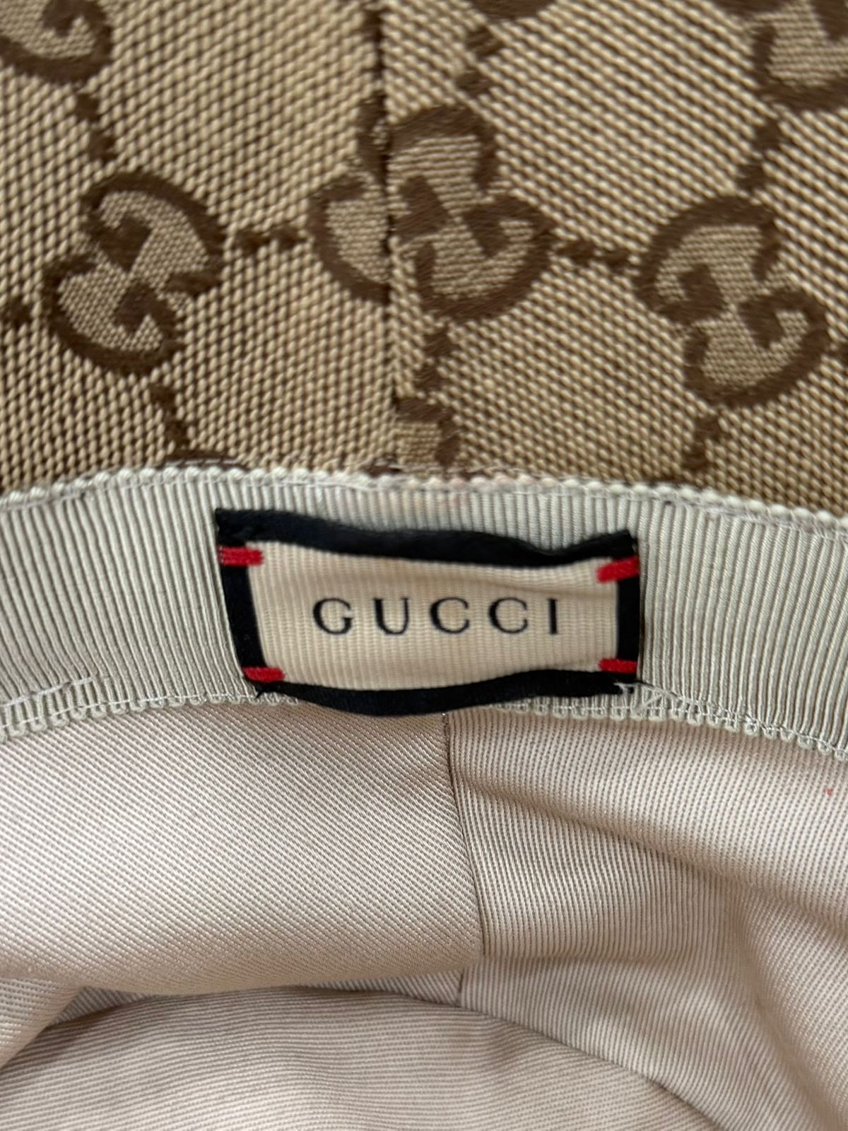 GUCCI GG SUPREME CANVAS & LEATHER BUCKET HAT