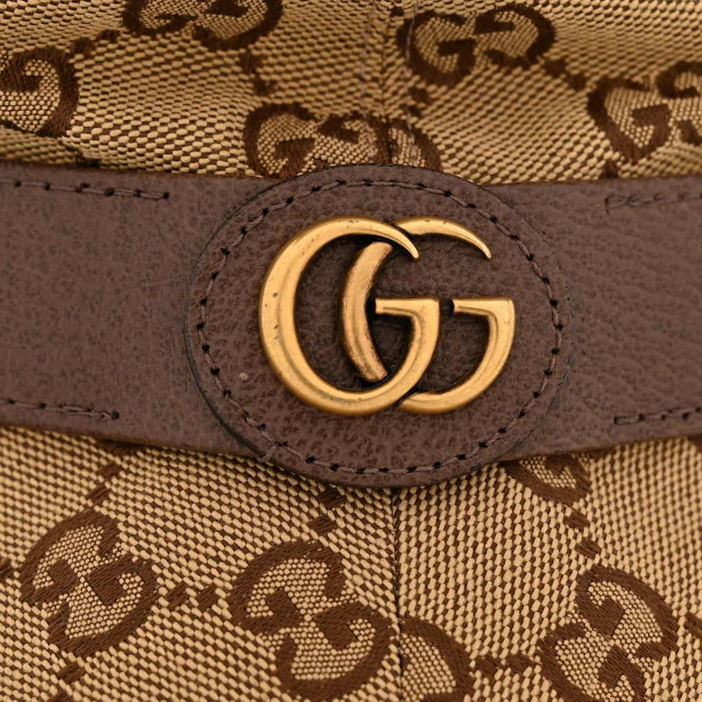 GUCCI GG SUPREME CANVAS & LEATHER BUCKET HAT