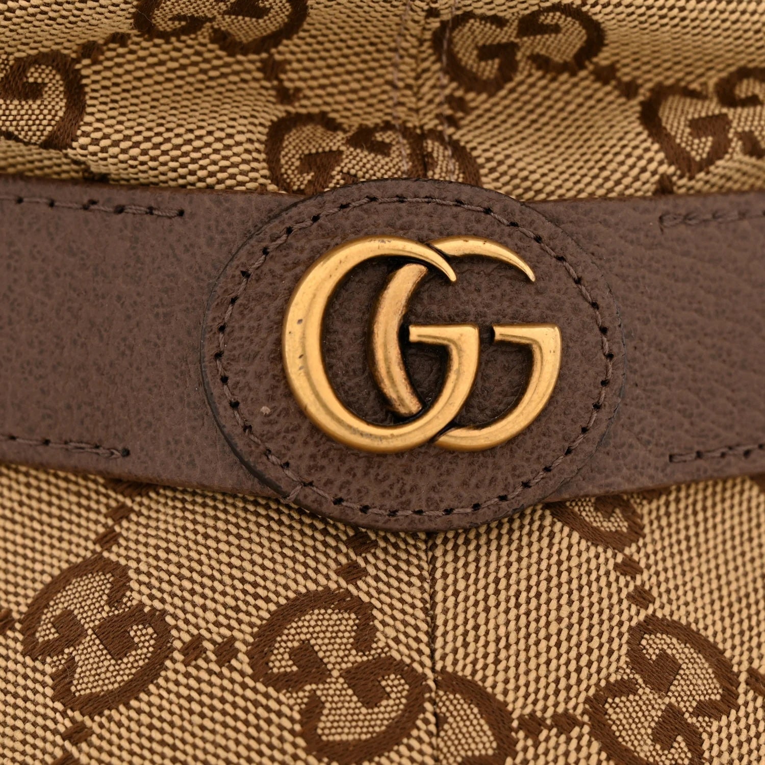 GUCCI GG SUPREME CANVAS & LEATHER BUCKET HAT