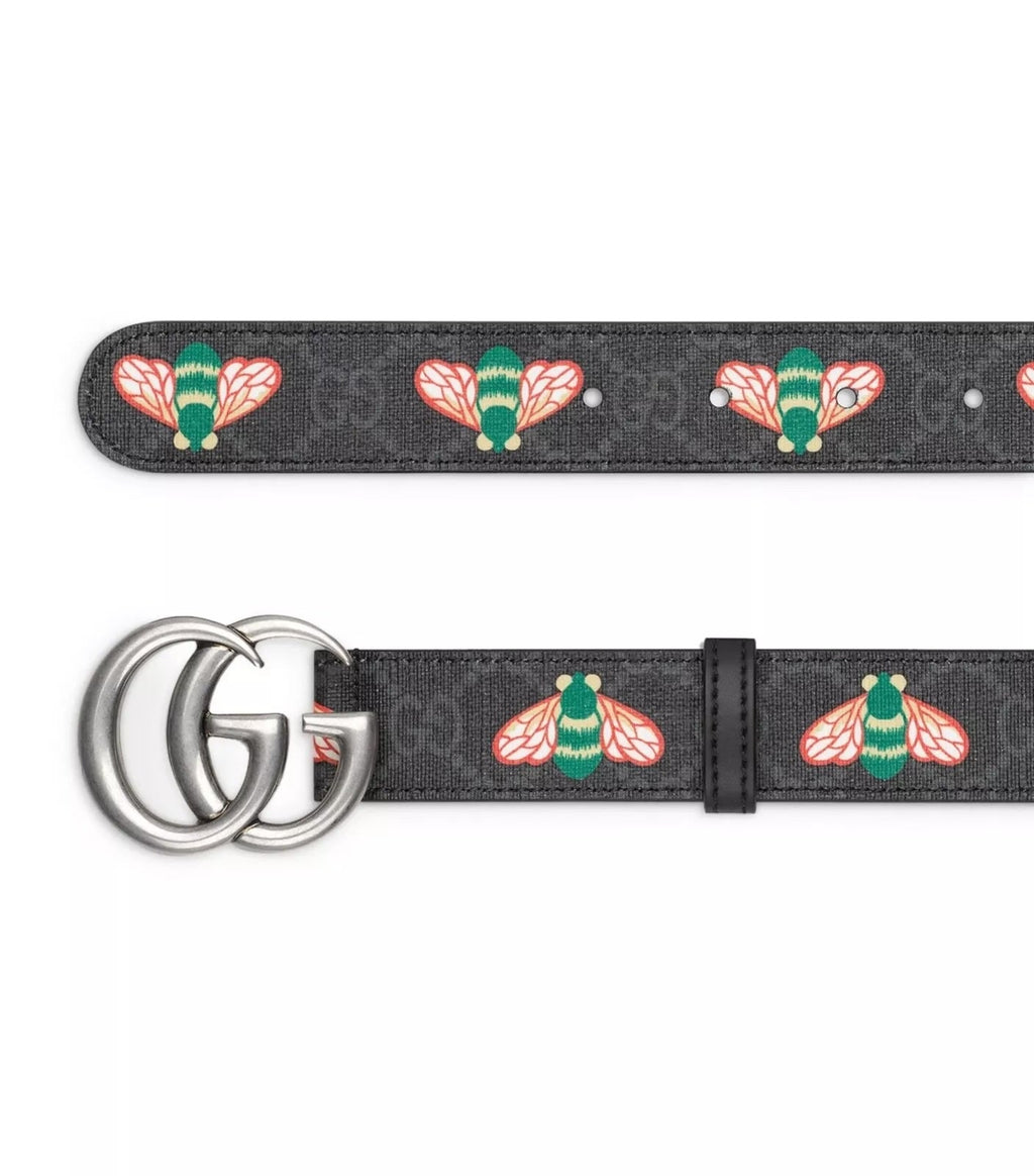 GUCCI GG SUPREME UNISEX BEE LEATHER BELT